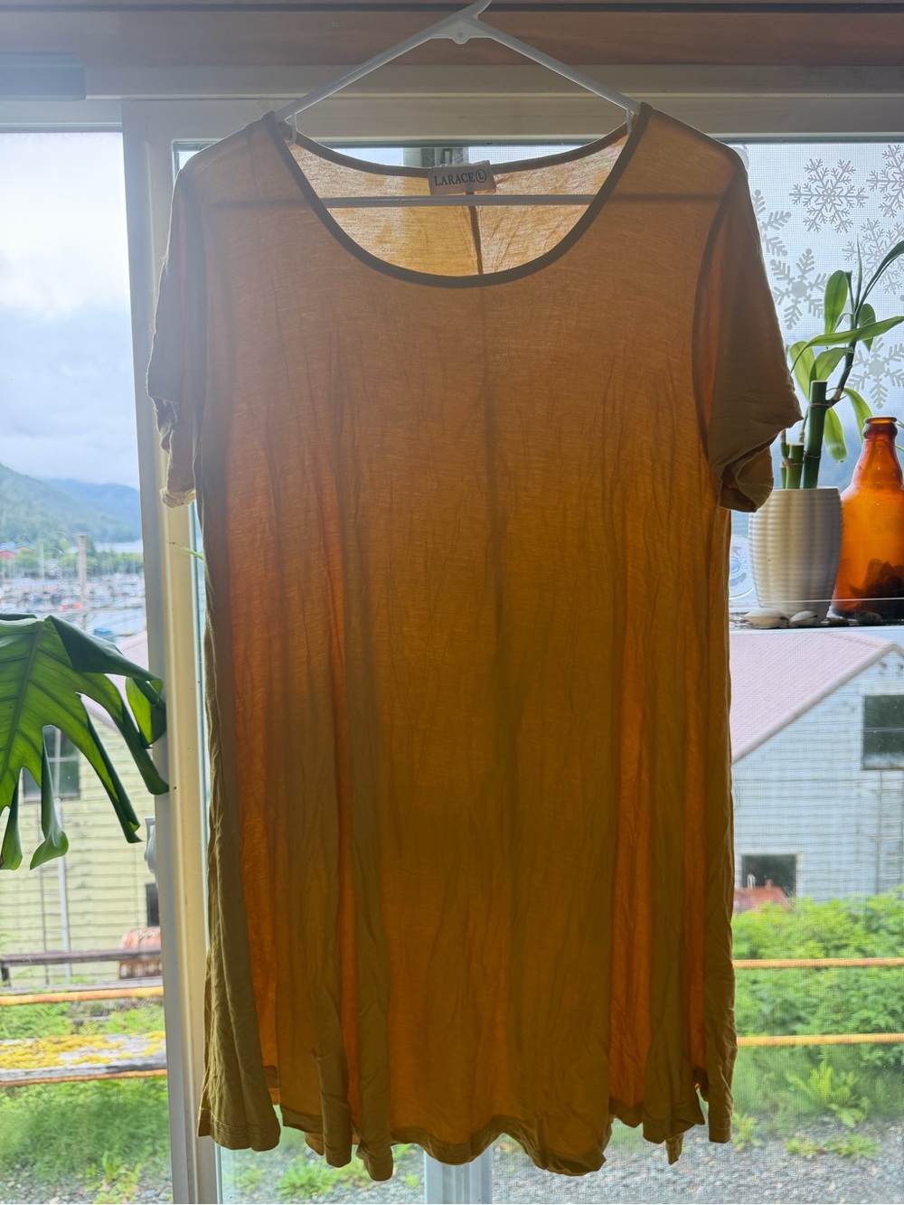 LARA Mustard Yellow Short Sleeve Tunic Dress